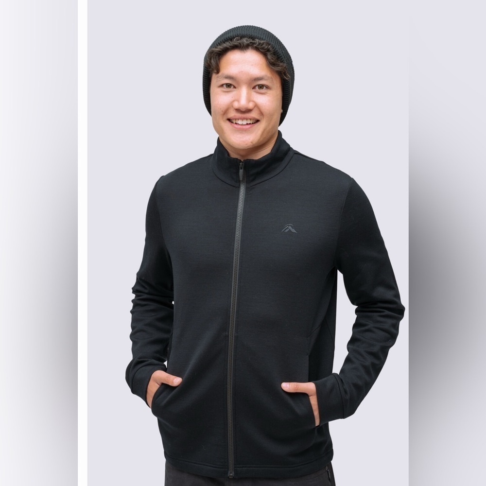 MacPac Men’s Full Zip Merino Wool 100% Black Men’s Jacket , size 2XL